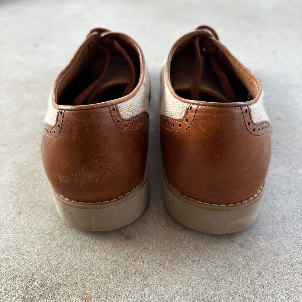 Johnston & Murphy Ellington Cap Toe Tan Gatsby Linen Oxfords Men’s Size 12 M - Picture 3 of 14